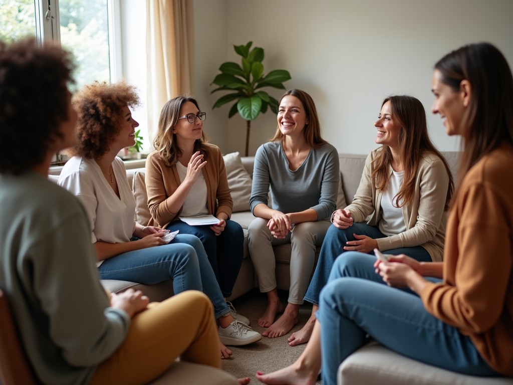 A support group meeting in progress, focusing on fertility issues.