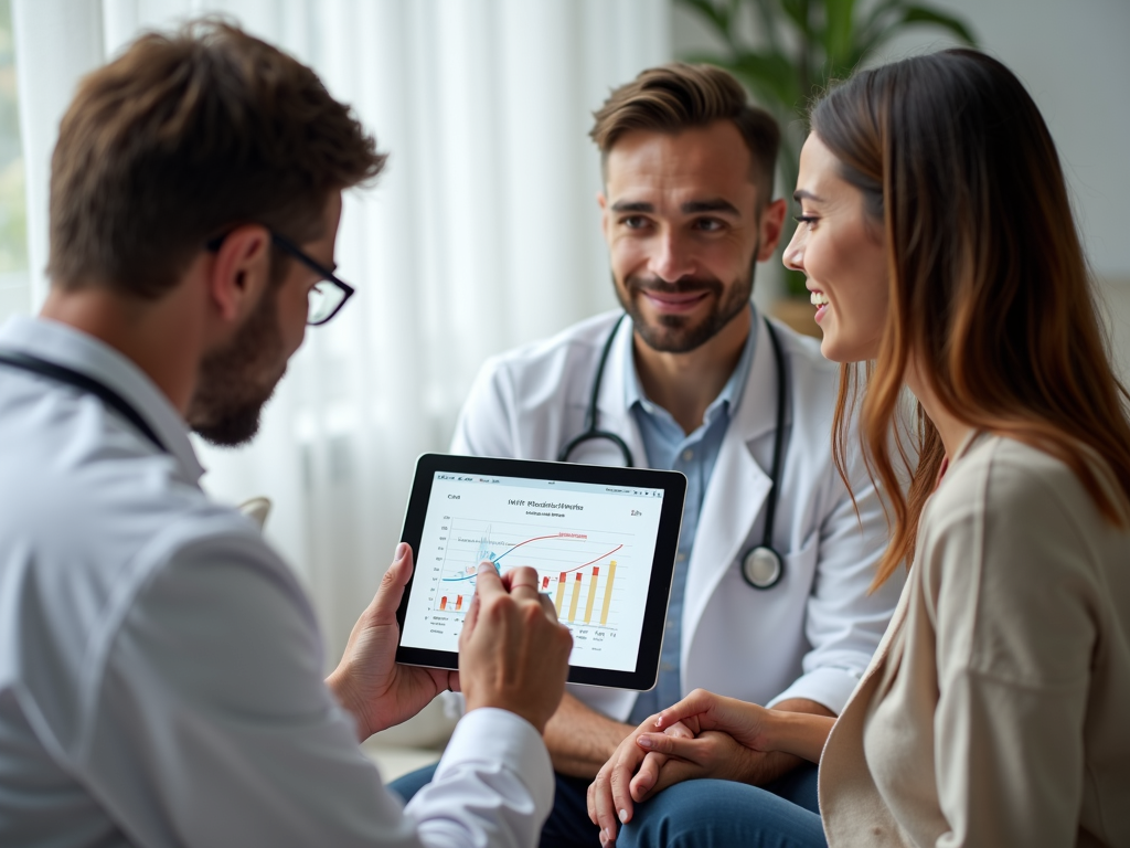 Doctor explaining IVF success rates to a couple