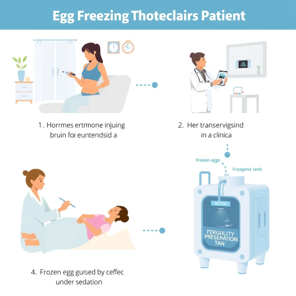 Step-by-step visual of the egg freezing process