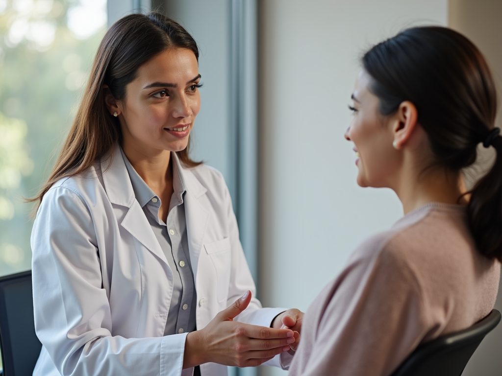 Fertility specialist discussing options with a patient