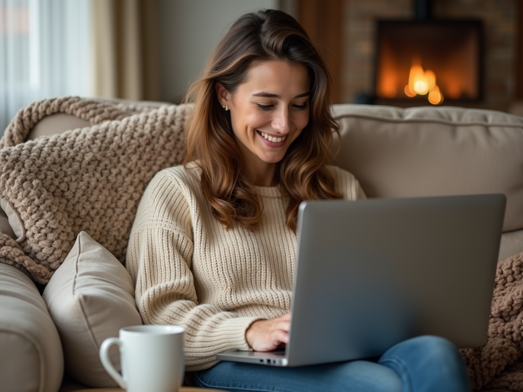 Woman researching egg freezing at home