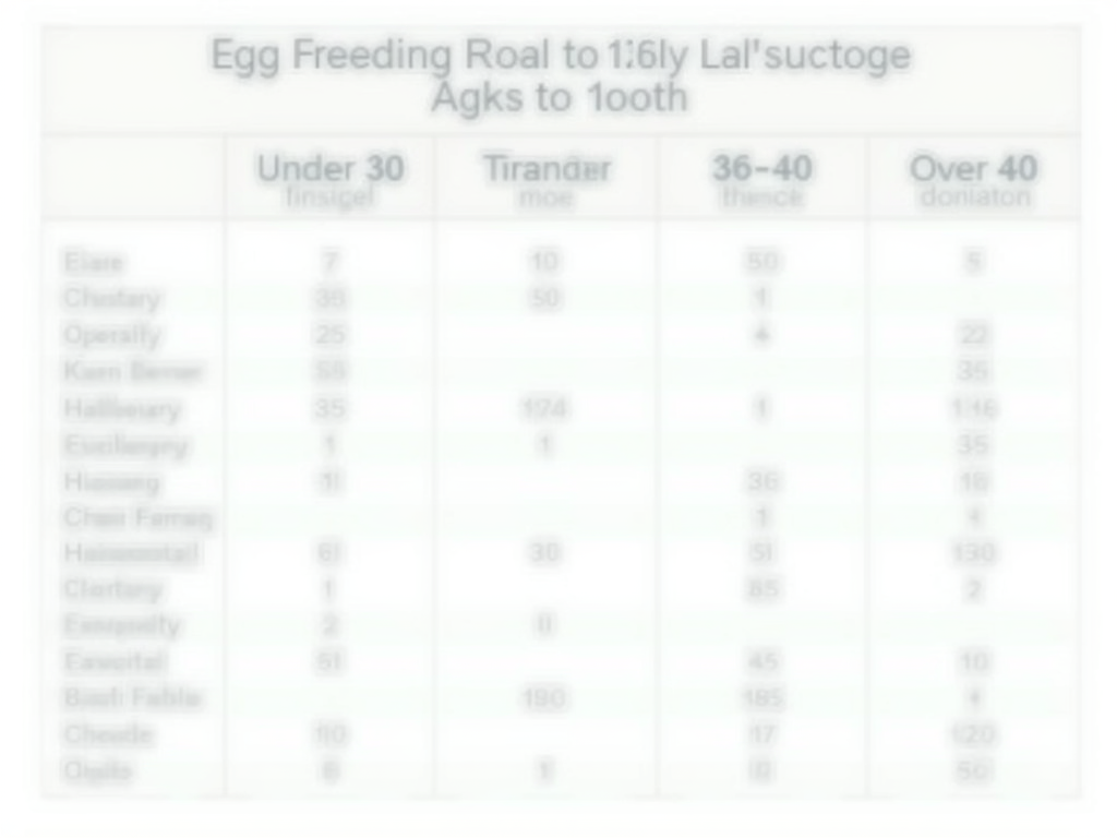 Table showing success rates of egg freezing by age group