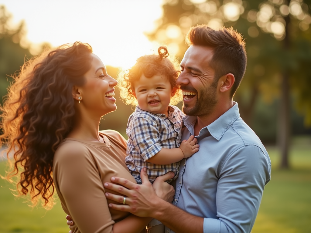 Family with toddler in a park