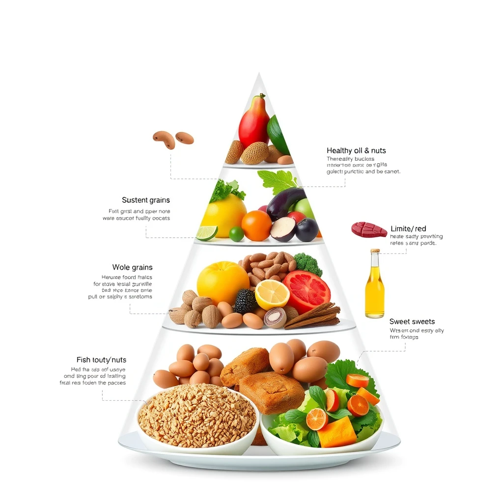 Harvard Healthy Eating Pyramid showing recommended food groups