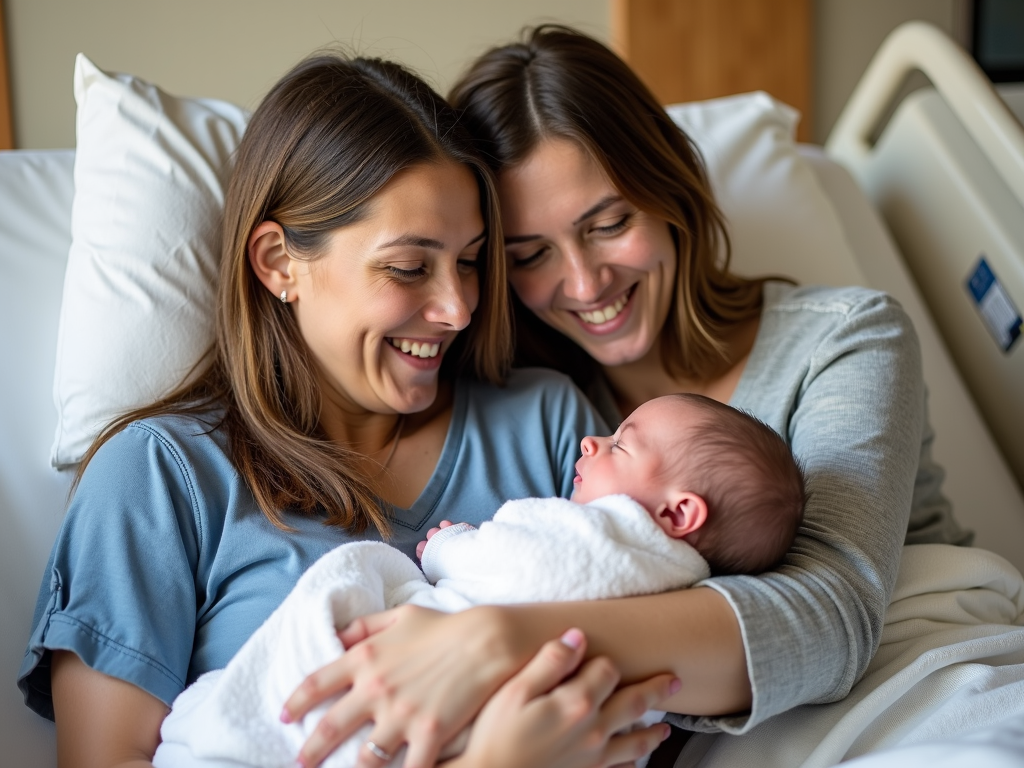 A family celebrates the birth of their miracle baby.