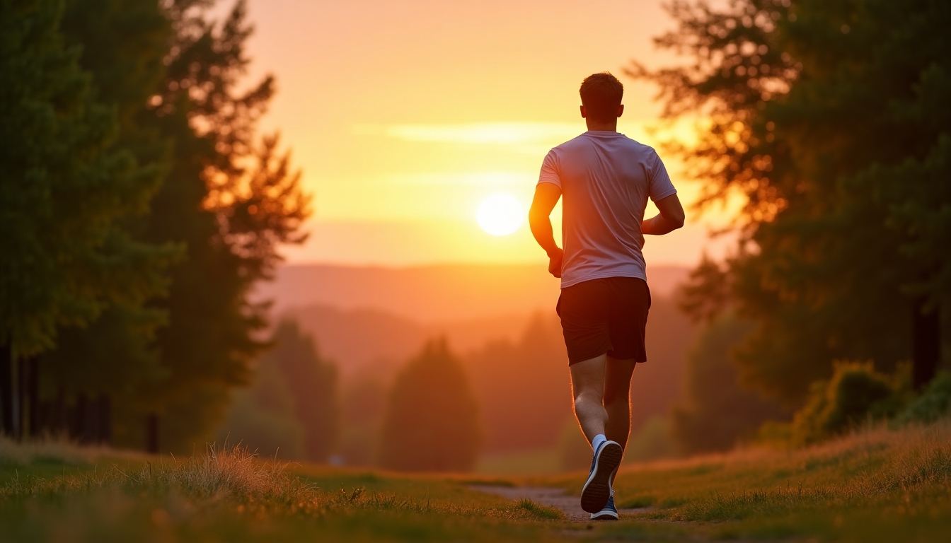 An encouraging lifestyle transformation image with a man jogging.