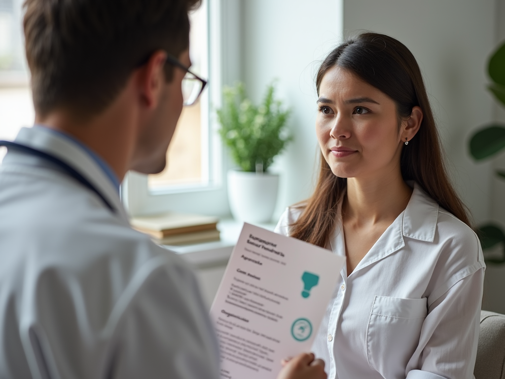 Woman discussing fertility treatment with doctor