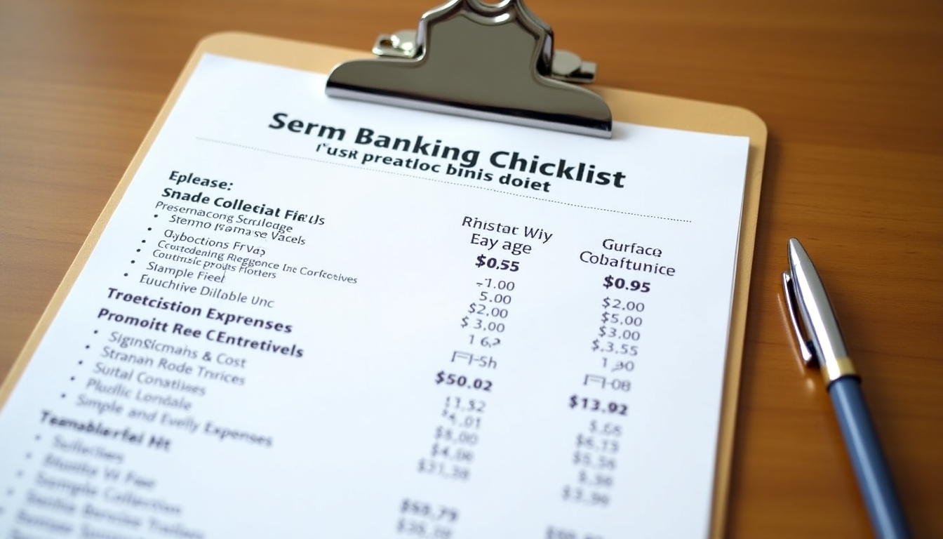 A checklist illustrating the different cost components of sperm banking and storage.
