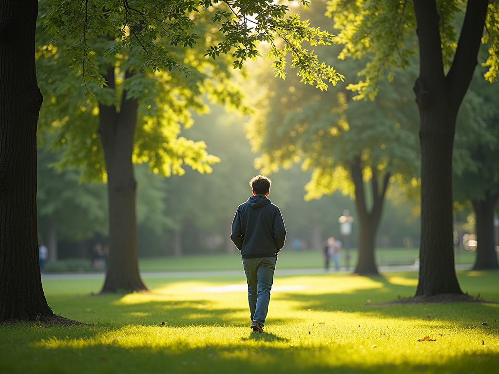 A person practicing self-care during fertility treatments with a walk in nature.