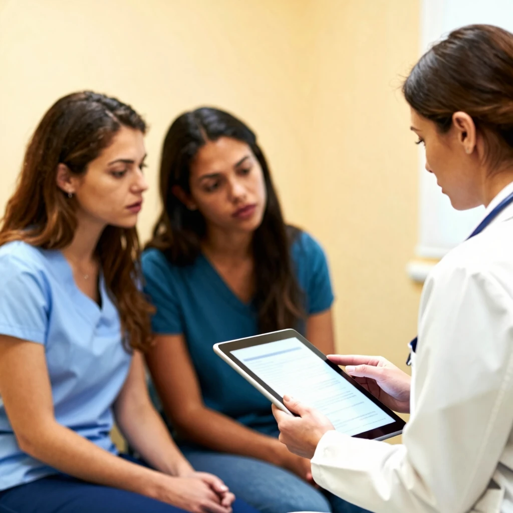 Couple consulting with fertility specialist about IVF