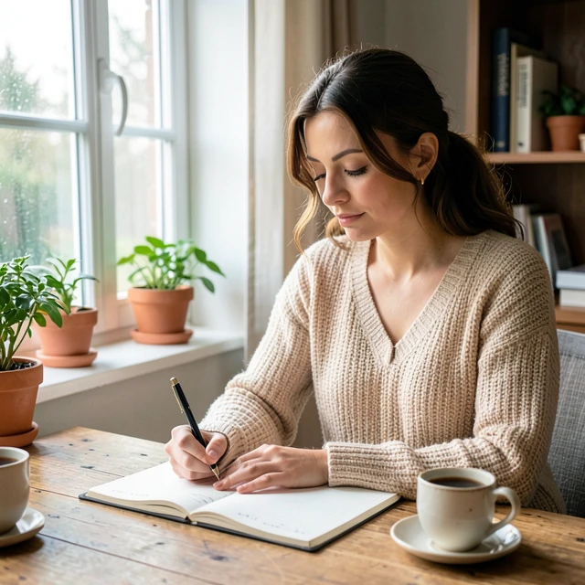 Woman journaling as a way to cope with infertility emotions