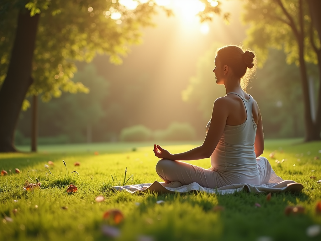 A person meditating in a garden, showcasing the importance of stress management in boosting IVF success.