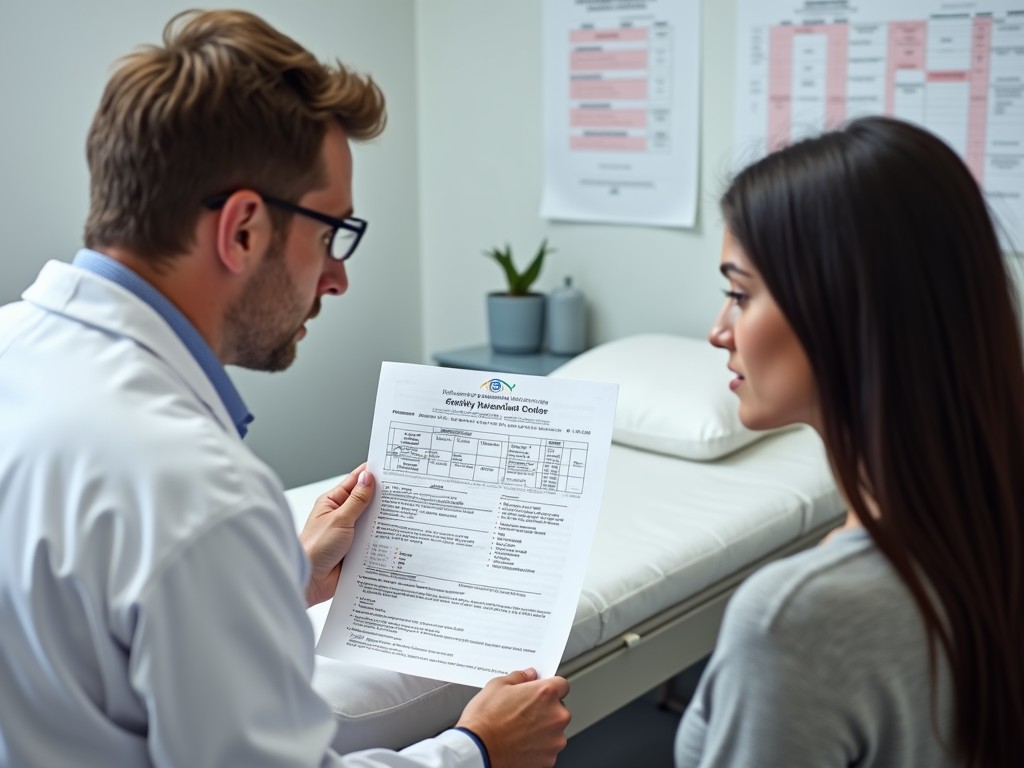 Doctor holding a detailed fertility test report.