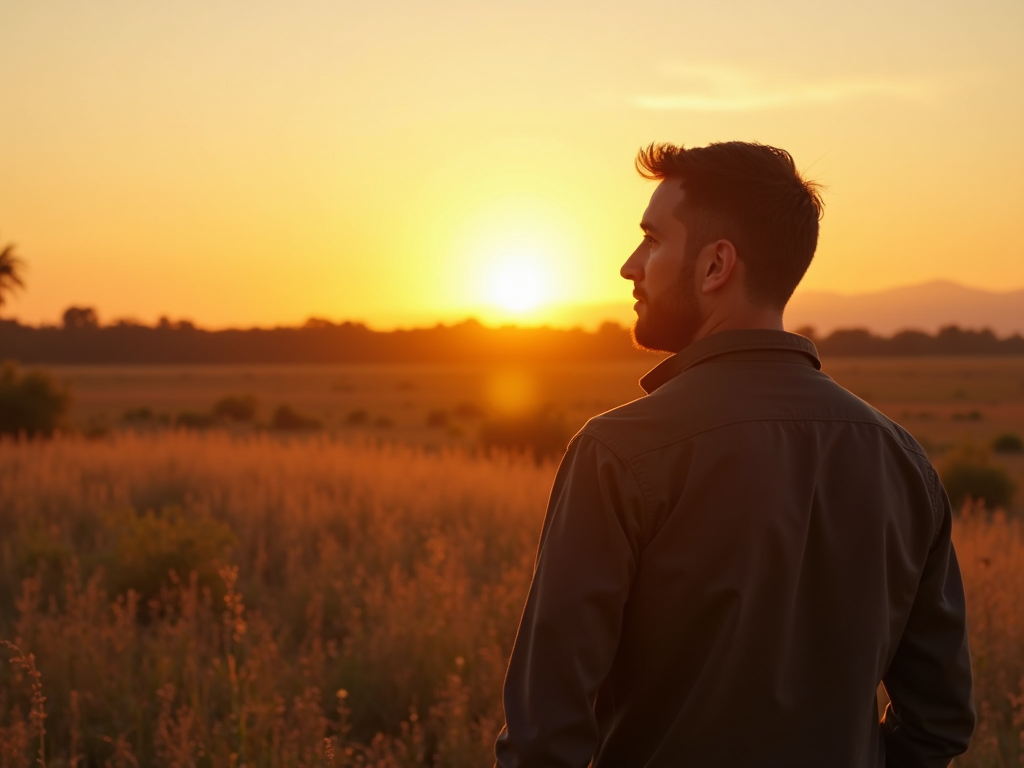 A man facing the sunrise, symbolizing hope and resilience in the infertility journey.