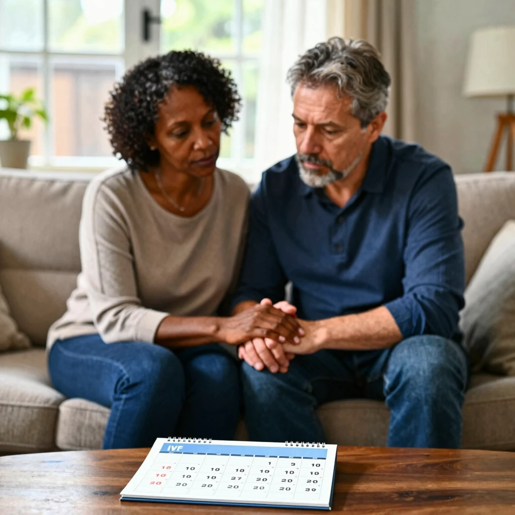 Couple planning their IVF journey together at home