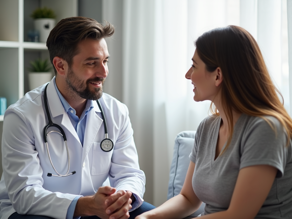 Fertility doctor with patient
