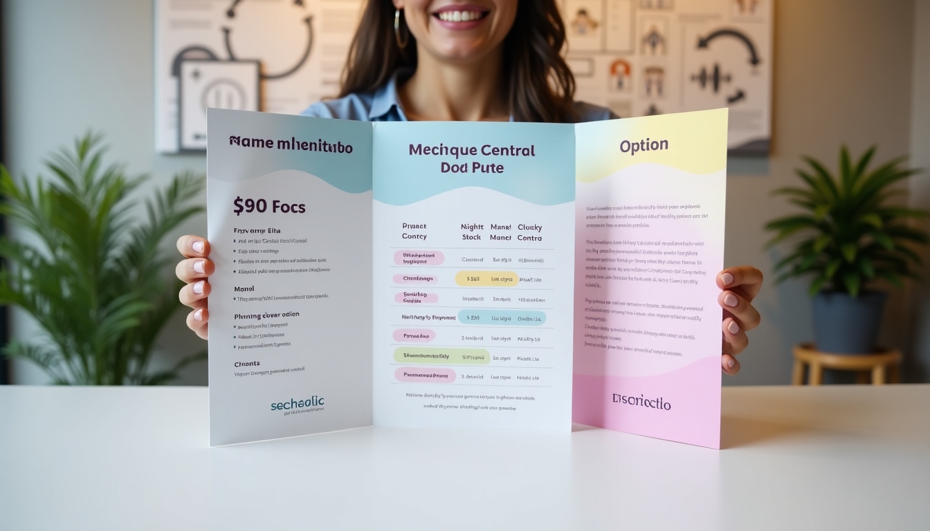 Payment plan brochure at a fertility clinic, showcasing different options.