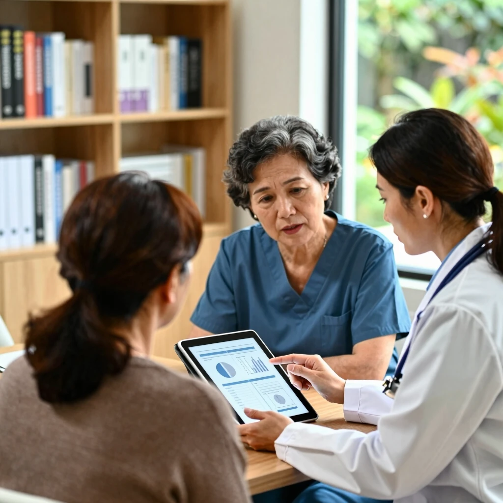 Couple consulting fertility doctor about embryo transfer options