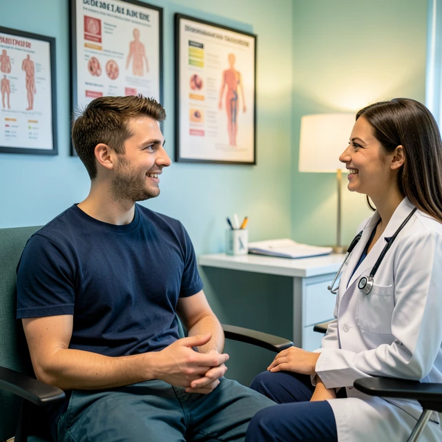 Cancer patient discussing fertility preservation benefits with doctor