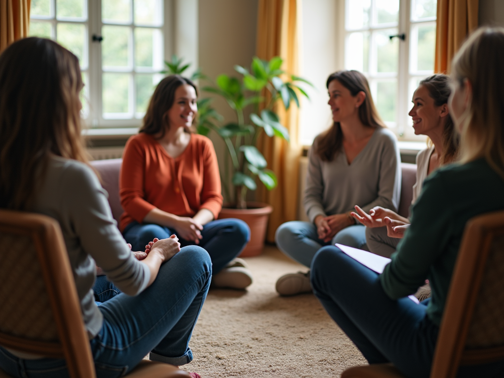 Support group meeting for women with endometriosis