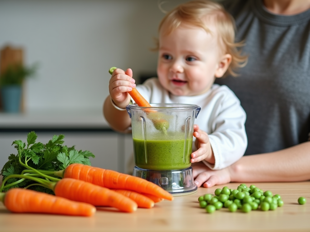 Parent making baby food