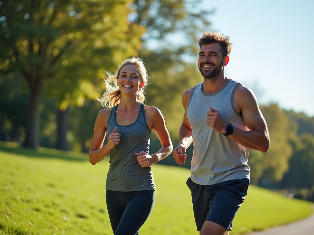 Couple exercising together to improve fertility.