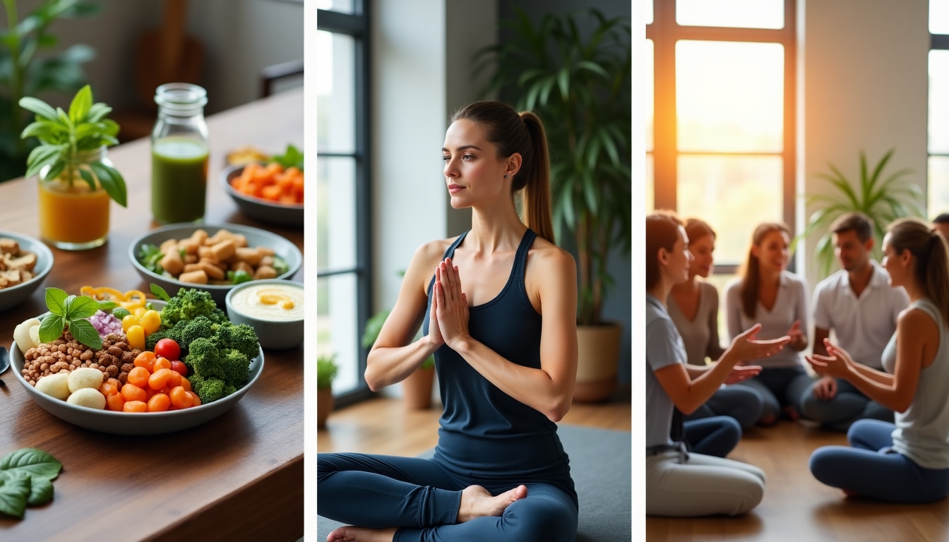 Healthy lifestyle choices including exercise and diet