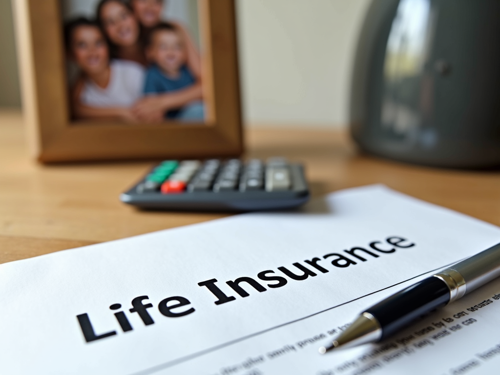 Life insurance policy with family photo.