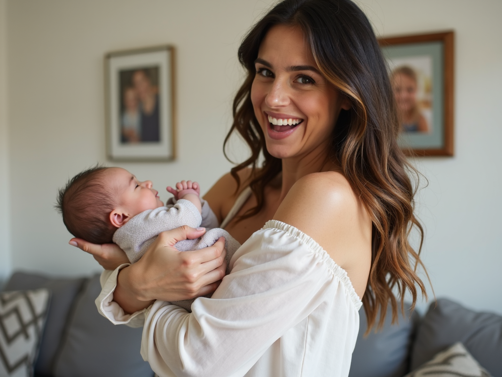 Mother with baby after using frozen eggs