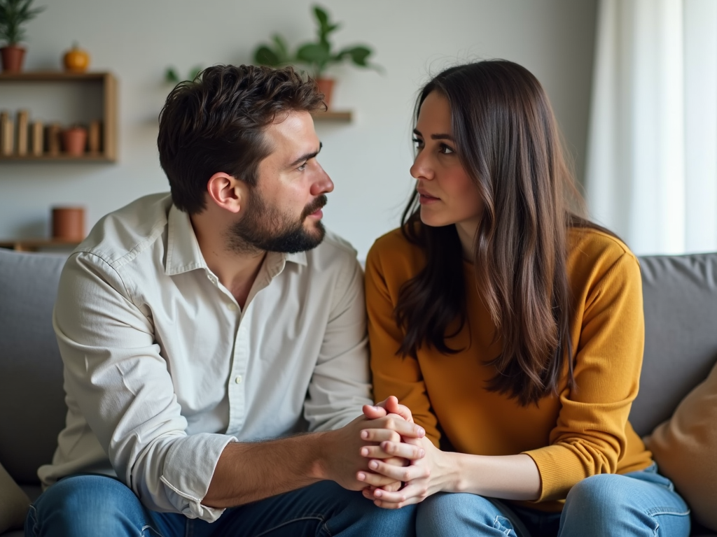 Couple discussing male infertility