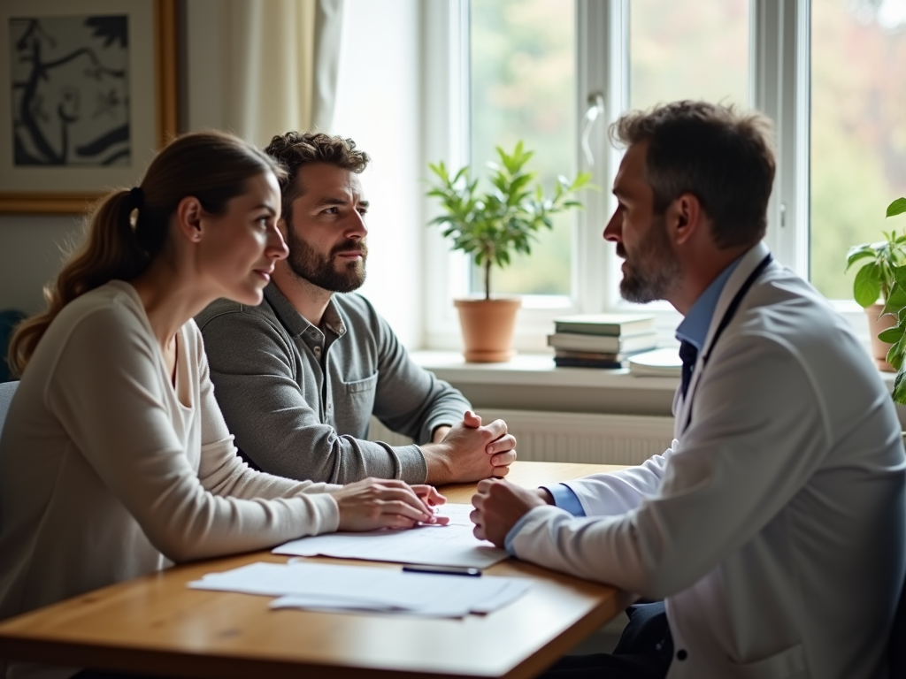 Couple consulting with a doctor about infertility