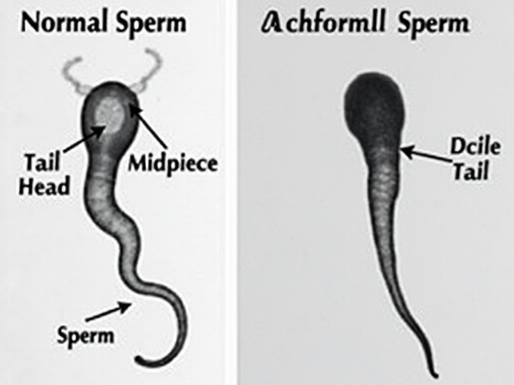 Comparison of normal and abnormal sperm morphology