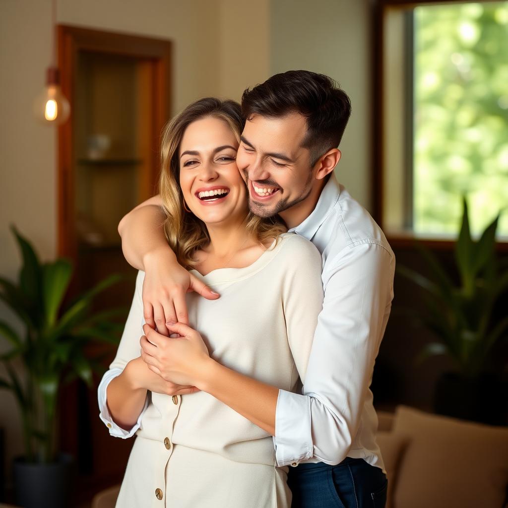 A couple celebrating a positive outcome after their infertility journey.