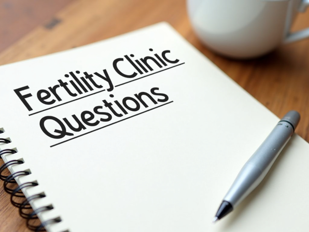 Notebook with fertility clinic questions