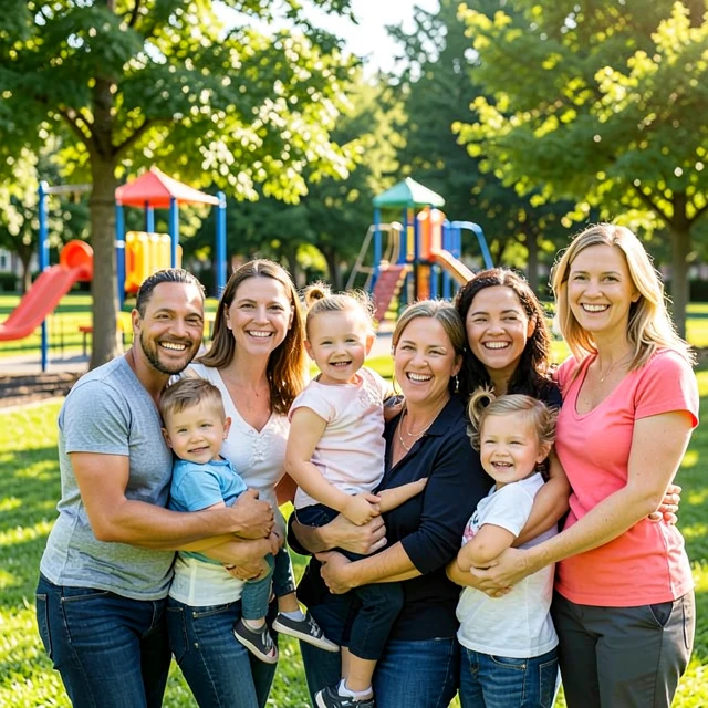 Cancer survivors enjoying family time with their kids in a park