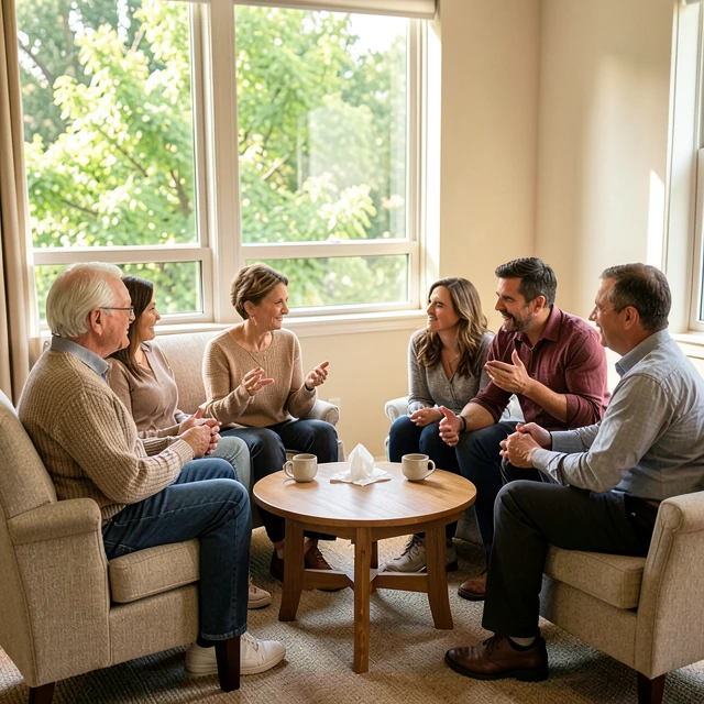 Support group for couples sharing experiences with infertility