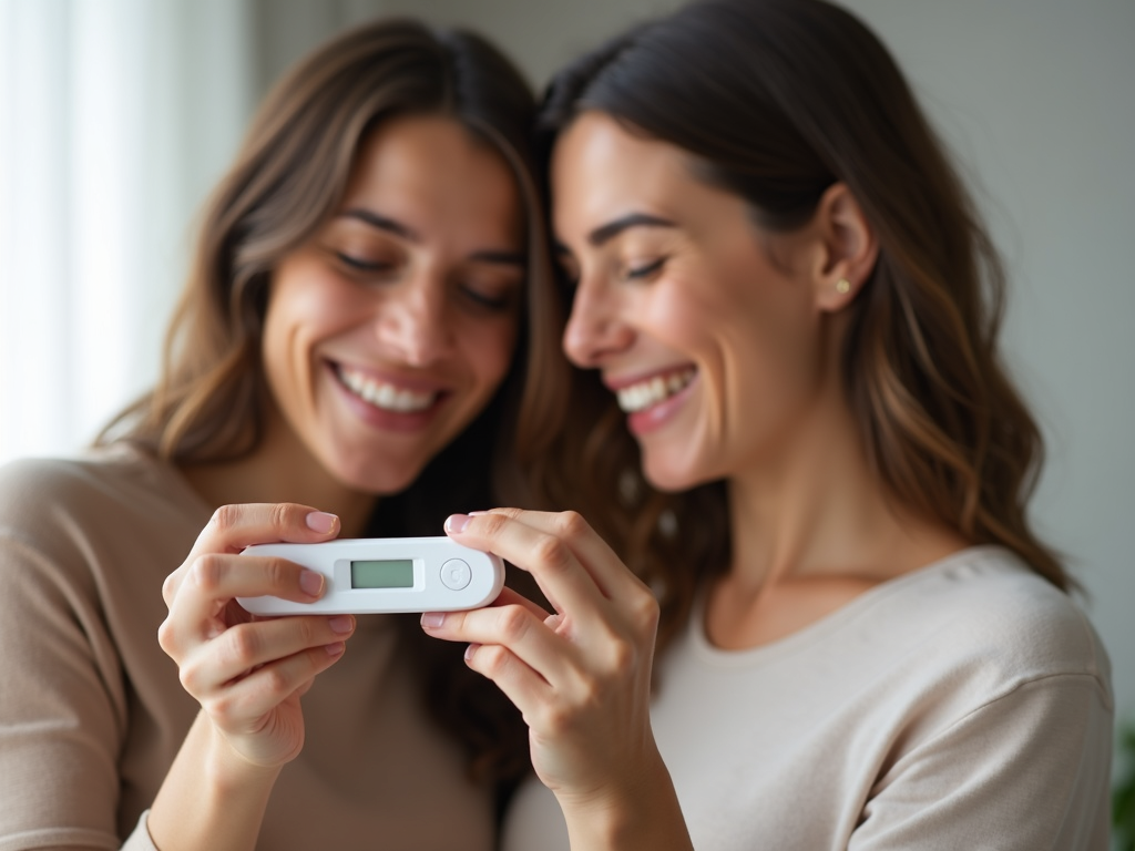 Couple celebrating pregnancy success.