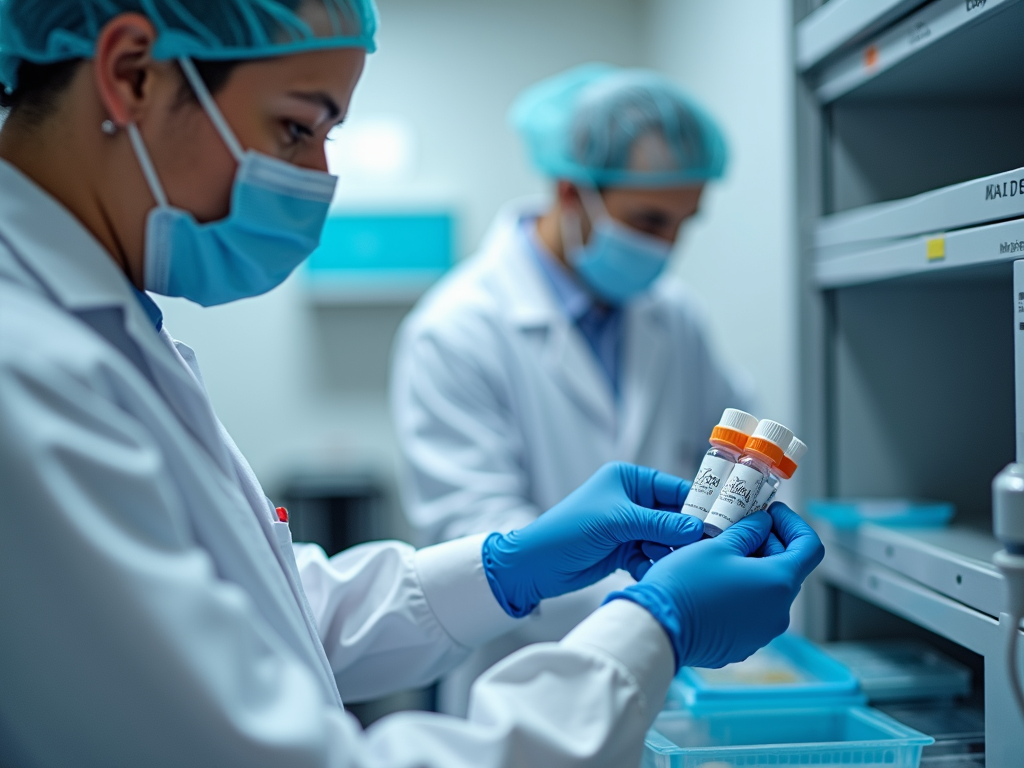 Lab worker preparing sperm samples