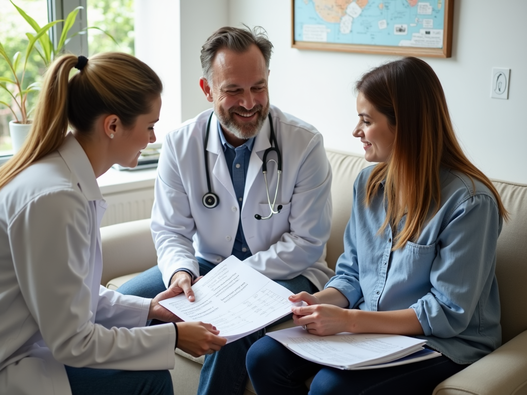 A couple in a doctor's office discussing infertility options