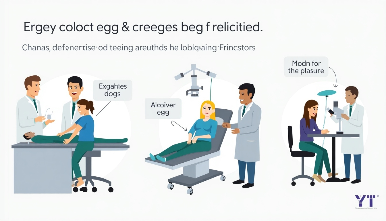 Illustration of egg retrieval process in fertility preservation.