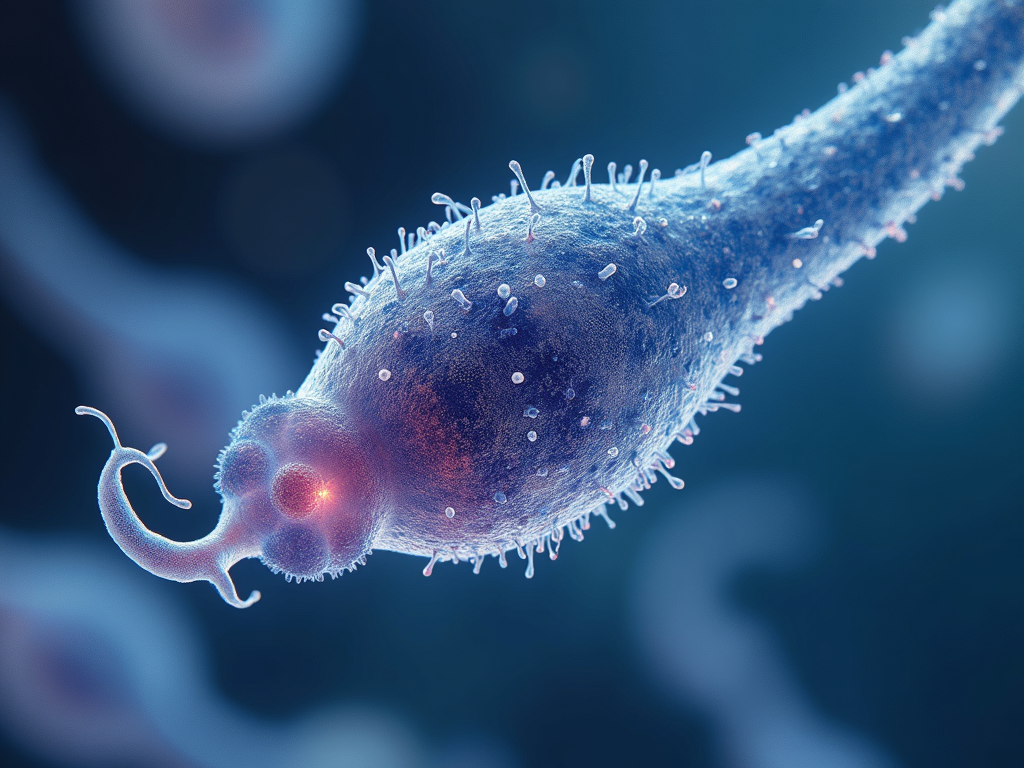 Sperm cells under a microscope