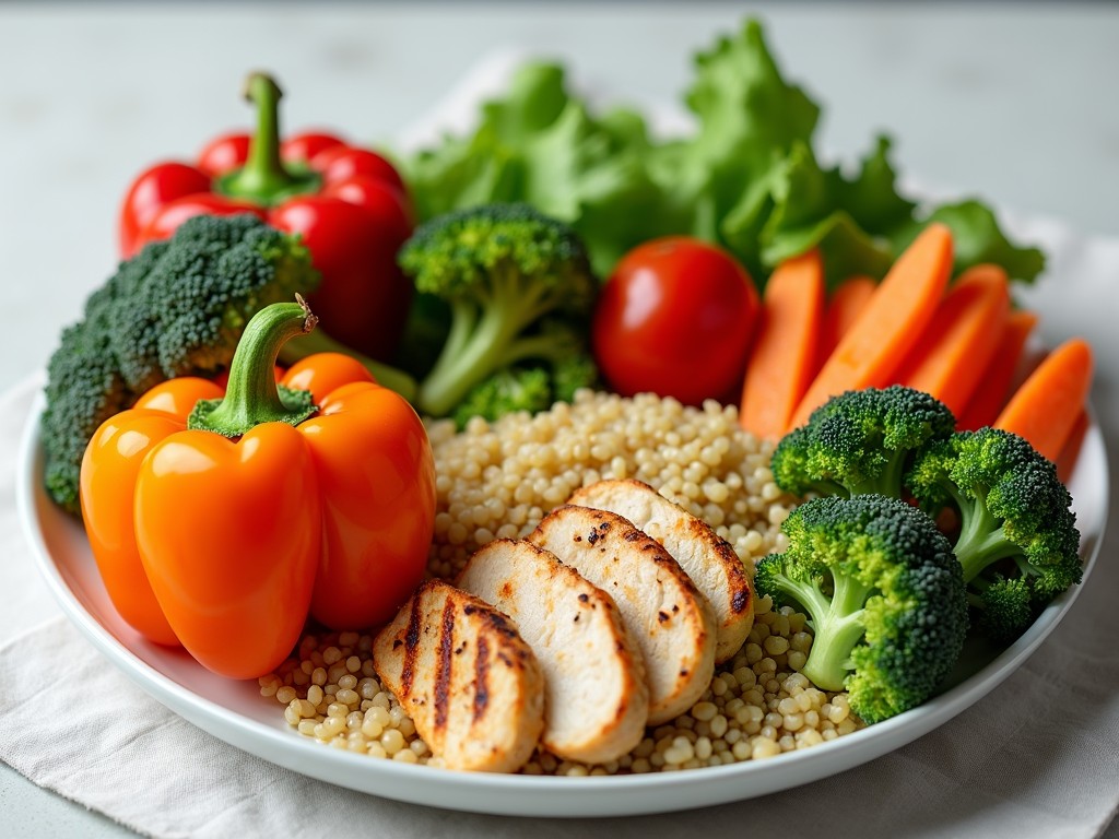 A healthy, balanced plate of food promoting fertility through nutrition.