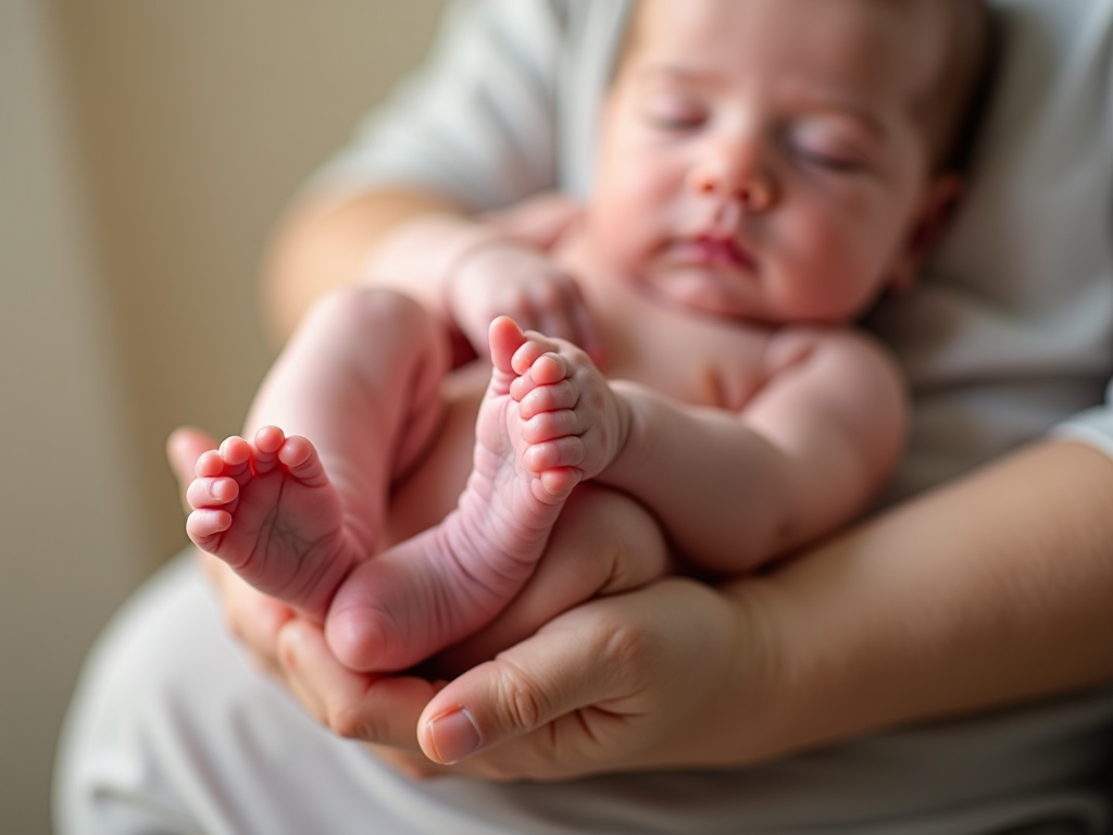 Newborn hand holding an adult finger after ART success.