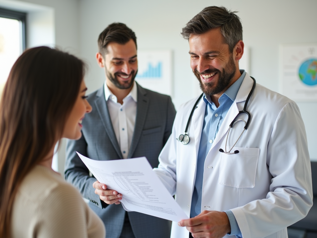 Couple consulting fertility doctor
