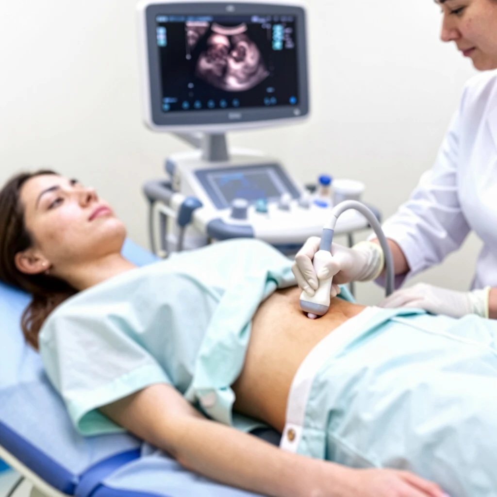 Woman undergoing egg retrieval in fertility clinic