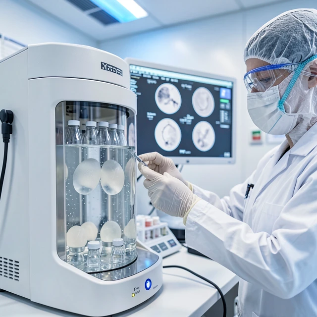 Fertility laboratory performing advanced cryopreservation for egg freezing