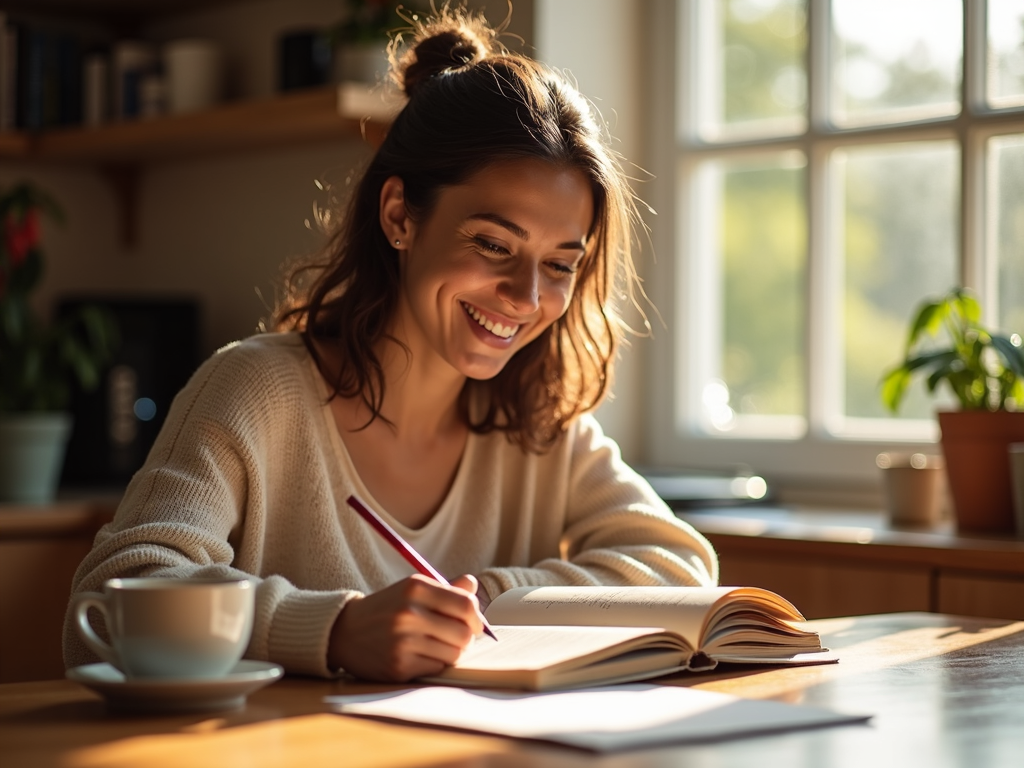 Person journaling at desk
