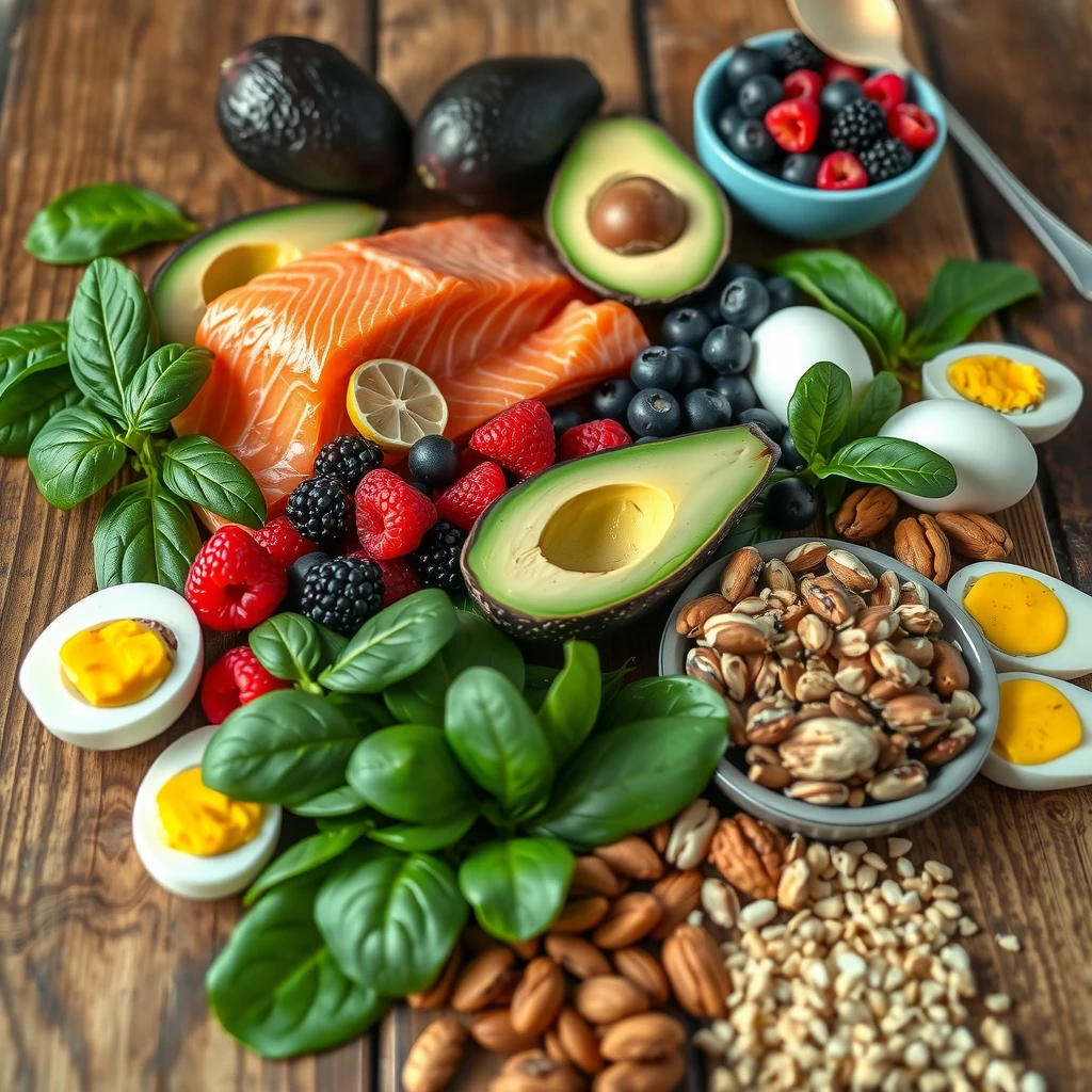 Assortment of nutrient-rich foods that support fertility