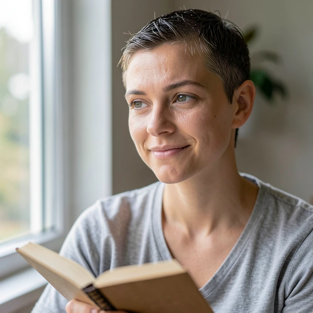 Young cancer survivor reflecting with hope