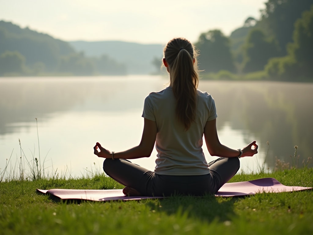 Practicing yoga for stress relief and fertility.